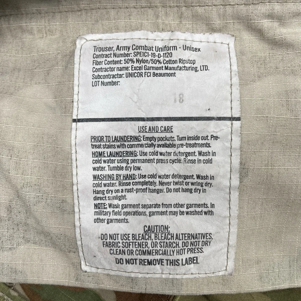 Combat Camo Insect‎ Shield Repellent Apparel Cargo Pants Mens Small Long 35